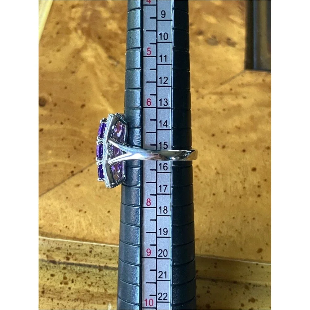 African Amethyst Sterling Silver Cocktail Ring Size 7